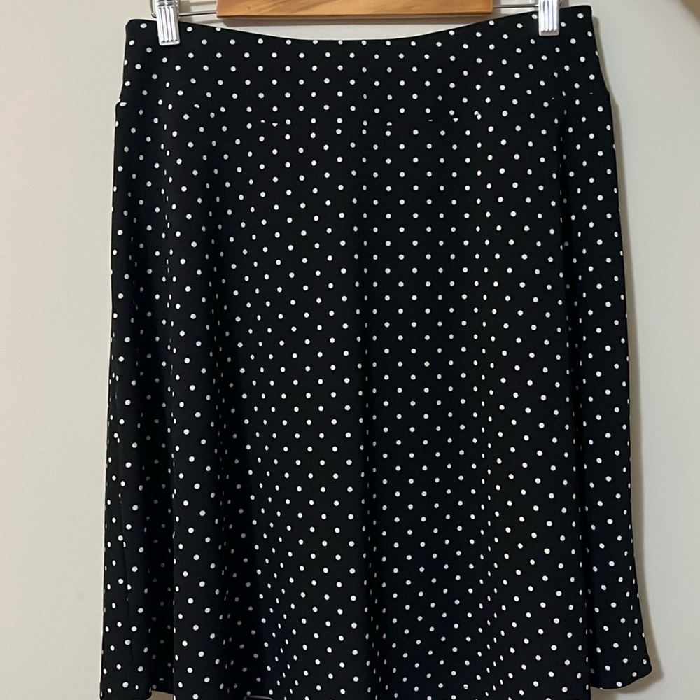 TALBOTS black skirt with white polka dots